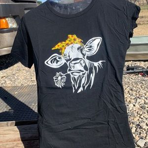SHEIN sunflower cow tshirt